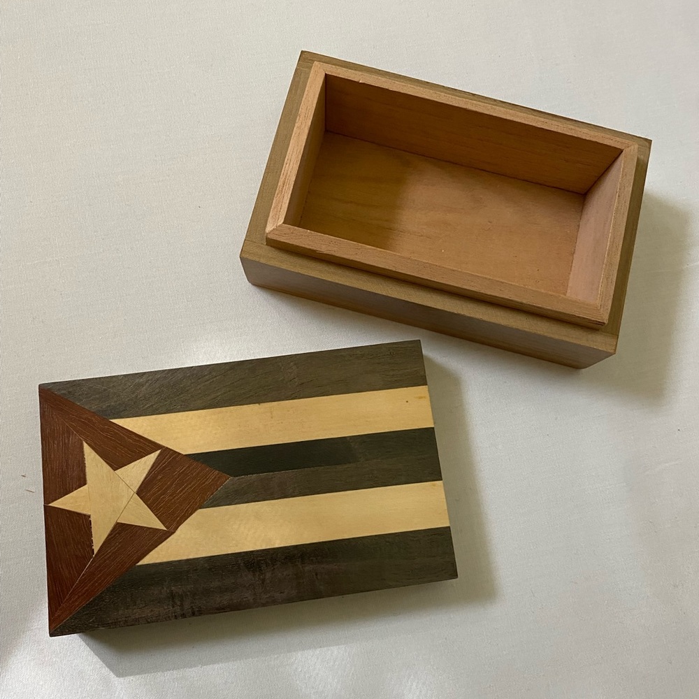 Wooden Handmade Box with Cuban Flag